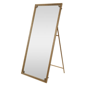 English Elm Full Length Cast Iron Floor Mirror Arched Beaded Frame Antique Gold Bedroom Accent W3040P455744
