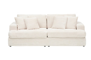 English Elm 88.58" Elegant Corduroy 3-Seater Sofa With 4 Matching Pillows – Comfortable, Modern Design For Any Room W3356P312634