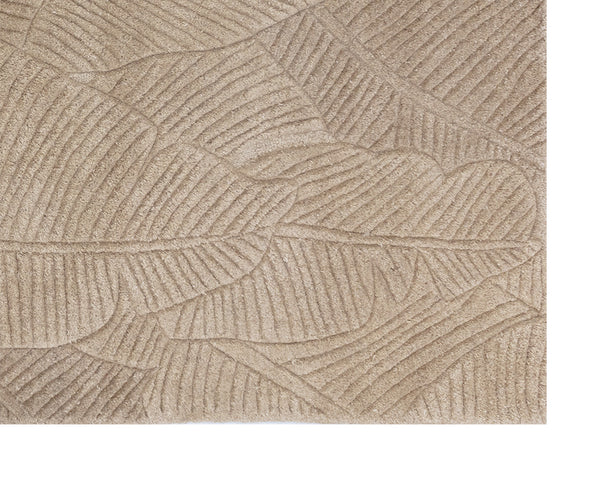 Sunpan Calathea Hand-Tufted Rug - Unique Artisan Craftsmanship with Tropical Palm Leaf Design for Your Home Sand