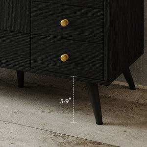 English Elm 36" Freestanding Bathroom Vanity Sintered Stone Top Ceramic Sink Stainless Steel Legs Black,Gold,White W3136S00068