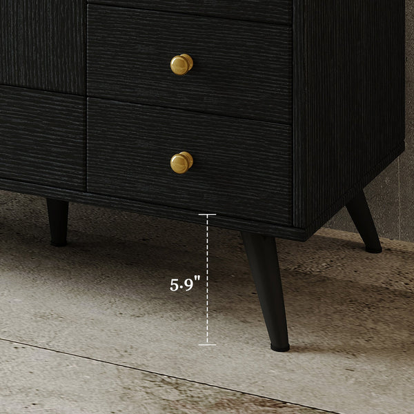 English Elm 36" Freestanding Bathroom Vanity Sintered Stone Top Ceramic Sink Stainless Steel Legs Black,Gold,White W3136S00068