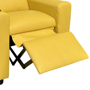 English Elm Carisa Youth Pu Leather Recliner Chair with Cupholder for Playroom or Bedroom Yellow B2749P413220
