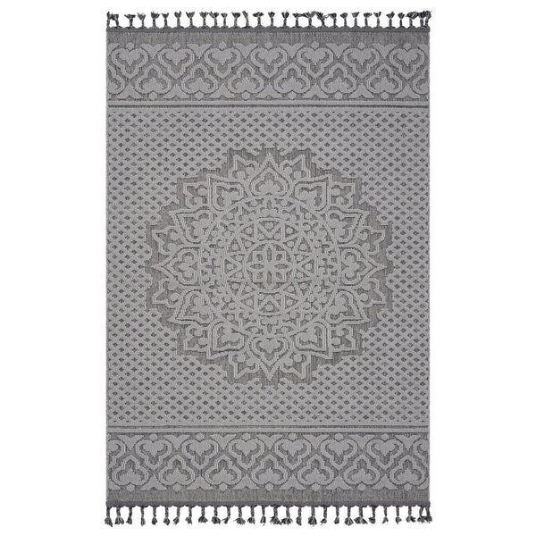 English Elm Loom Medallion 5X7 Gray/White Area Rug - Durable, Stain-Resistant Design For Indoor & Outdoor Spaces B335P289632