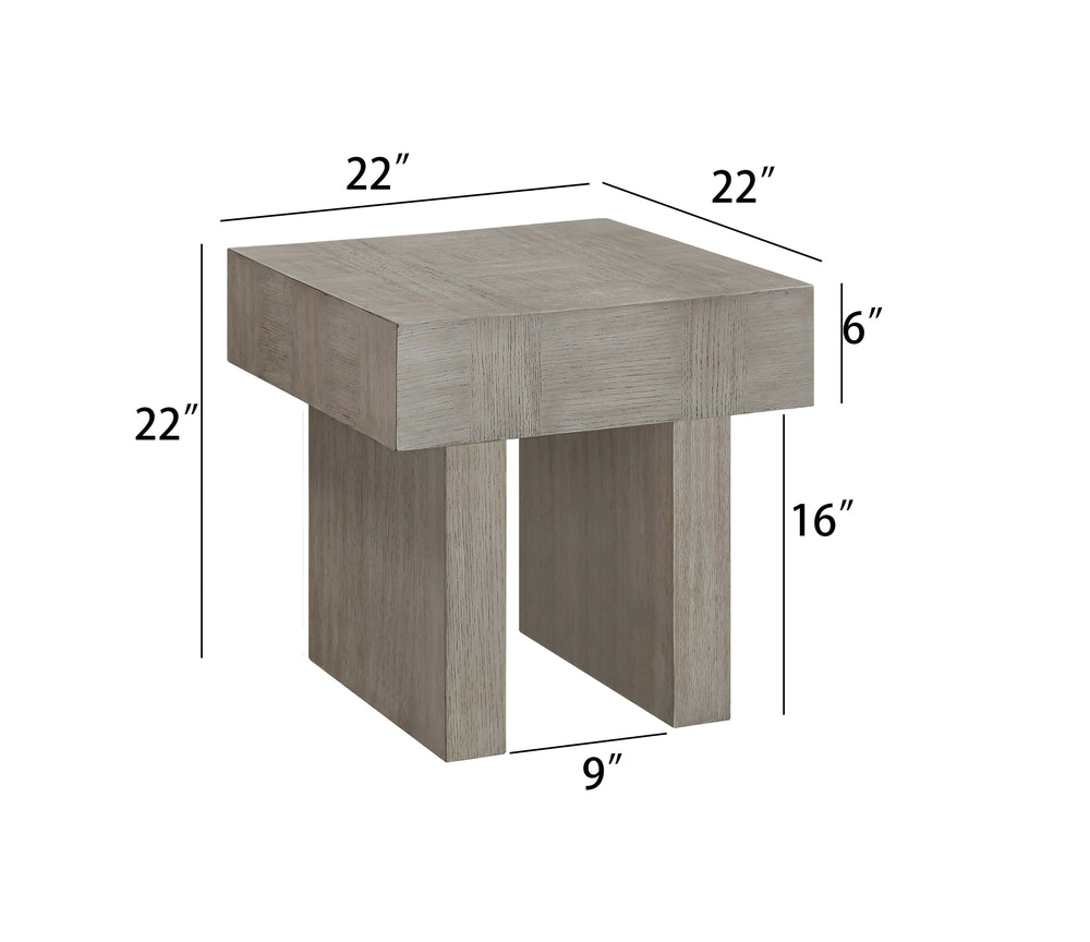 English Elm 1pc Sleek Contemporary Coffee Table with Storage Drawers, Metal Pulls and Modern Wooden Design Grey+Brown 25 L x 25 W x 12 H B011P245868