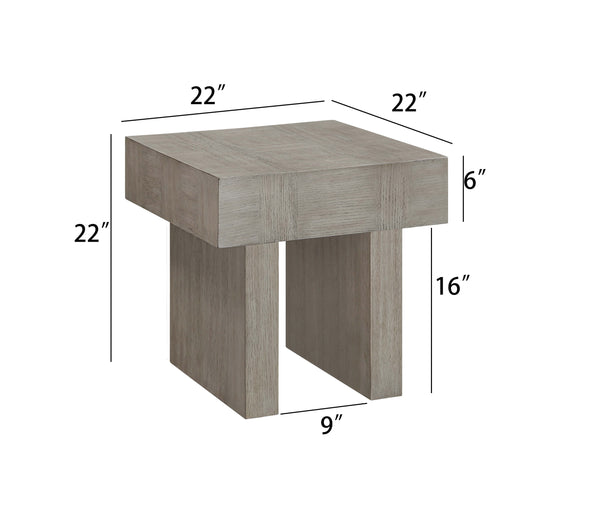 English Elm 1pc Sleek Contemporary Coffee Table with Storage Drawers, Metal Pulls and Modern Wooden Design Grey+Brown 25 L x 25 W x 12 H B011P245868