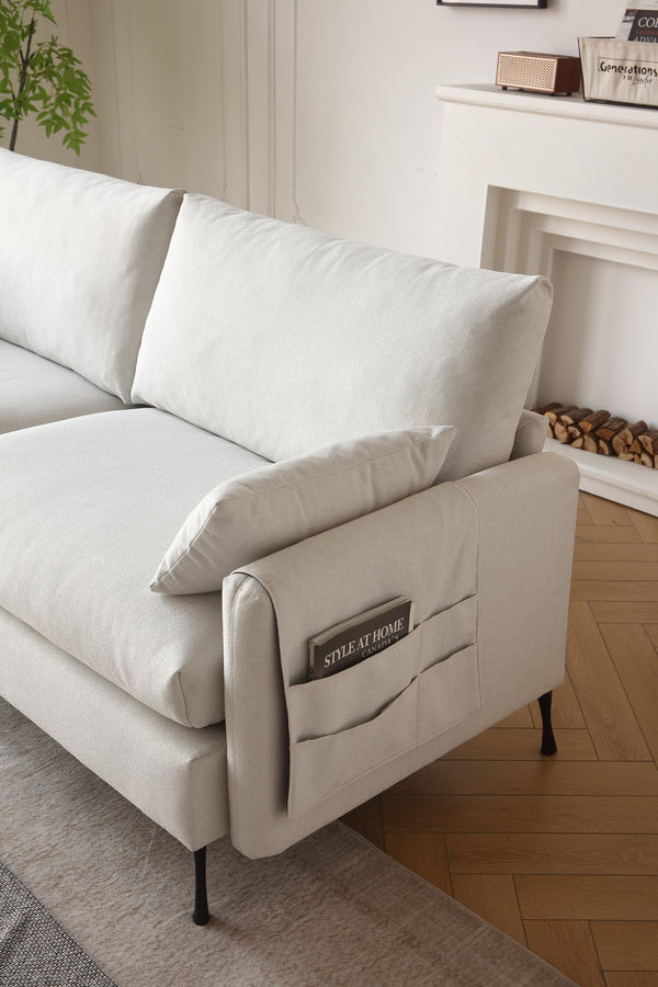 English Elm Deep 3-Seater Cloud Couch 80" Spacious Loveseat with Thick Cushions, Armrest Storage & Toss Pillows White W3191P278034