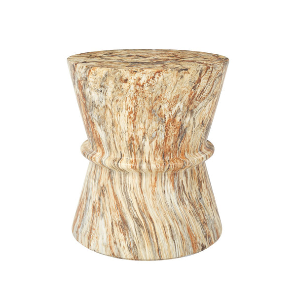 English Elm U_style Hourglass Mgo Concrete Outdoor Accent Table Sculptural Stone Texture Patio Decor Amber,Brown N711P422072A