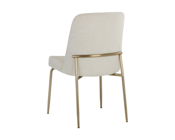 Sunpan Zeke Dining Chair - Elegant Comfort with Classic Silhouette for Modern Living Spaces and Dining Areas Antique Brass / Bergen Ivory