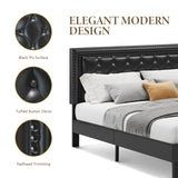 English Elm Upholstered Platform Bed Frame With Adjustable Headboard Available In Queen Size