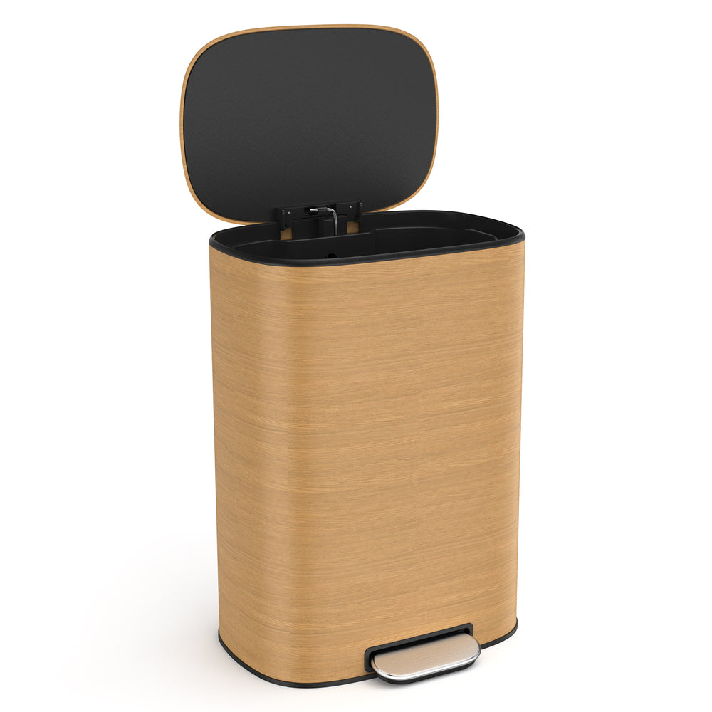 English Elm 13 13 Gallon 50L Stainless Steel Trash Can with Soft-Close Lid, Fingerprint-Proof, Foot Pedal, Large Capacity W1550P154901