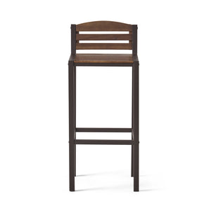 English Elm Christopher Knight Home® - Milos Acacia Wood Barstool Set of 2 — Modern Industrial Outdoor Seats, Powder-Coated Iron Frames Durable 57485.00DBRN