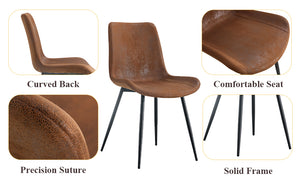 English Elm Table and Chair Set Wood Grain Mdf Top Six Seat Dining with Brown Suede Upholstered Chairs W1151S01954