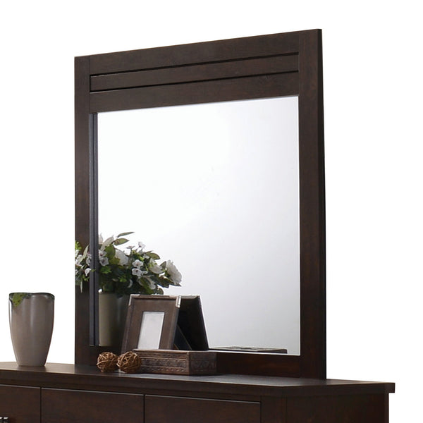 English Elm Panang Mahogany Finish Mirror - Elegant Rectangular 35x34" Wall Mirror with Luxurious Wood Frame B2726P257389