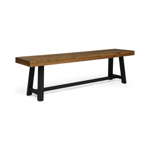 English Elm Acacia Slatted Outdoor Dining Bench Set of Two Solid Hardwood Patio Seating 63086.00MP1