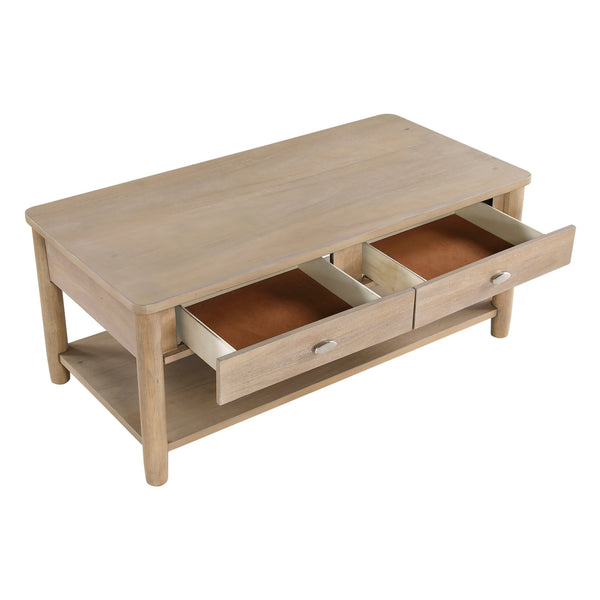 English Elm Classic Wooden End Table with Drawer and Open Shelf, 24" Square Accent Table for Living Room Natural 51.5 L x 27.5 W x 11.25 H B011P285306