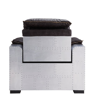 English Elm Misezon Dark Brown Top Grain Leather Power Recliner with Aluminum Frame, Pillow Arms & Full Foam Comfort B2726P280178