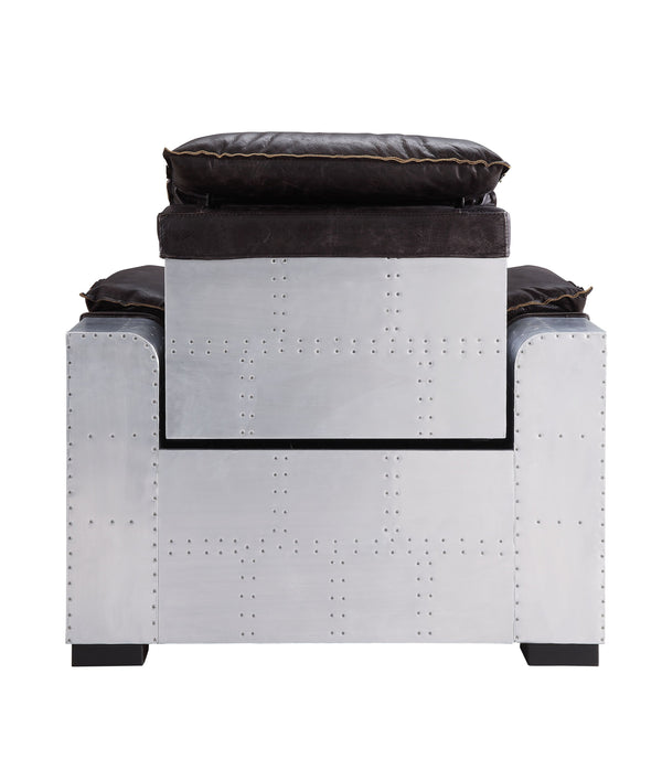 English Elm Misezon Dark Brown Top Grain Leather Power Recliner with Aluminum Frame, Pillow Arms & Full Foam Comfort B2726P280178