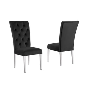 English Elm Modern Velvet Upholstered Dining Chairs Set Of 2 - Chic Chrome Legs, Tufted Comfort For Dining Spaces B011P353106