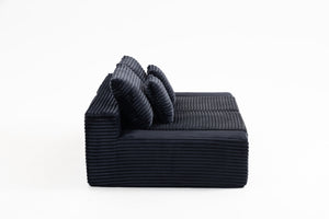 English Elm Double Cloud Plush Chaise Lounge Sofa Bed with Deep Seat, No Assembly, Ultra-Soft Corduroy Comfort Black W794S00004