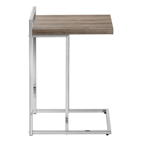 English Elm Accent Table - Contemporary C-Shaped Side Table With Chrome Base For Living Room & Bedroom Use B2710P219377