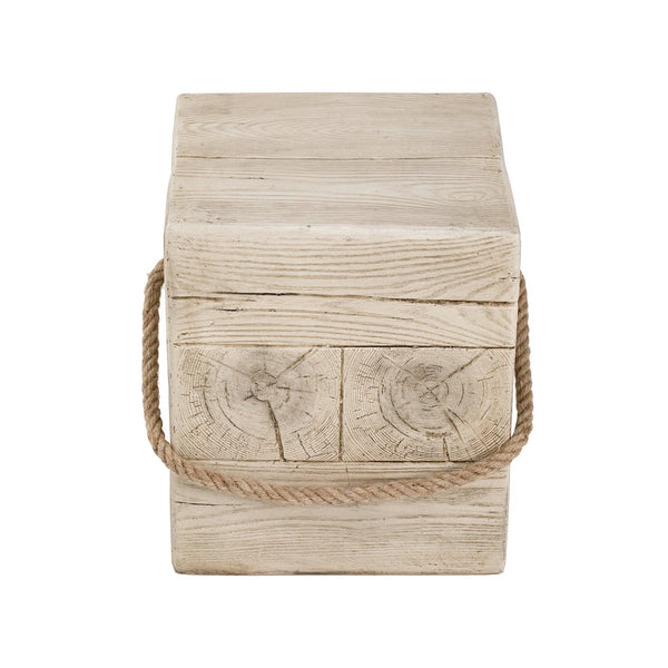 English Elm Outdoor Mgo Cylindrical Side Table Whitewashed Rustic Coastal Farmhouse Accent N765P382585W
