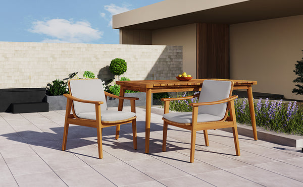 English Elm Christopher Knight Home® - Outdoor Dining Chairs Set of 2 with Acacia Wood Frame and Brown PE Wicker, Waterproof Cushions, 400lb Capacity Grey,Teak N779P280043G