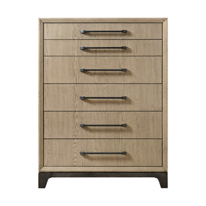 English Elm Wallace & Bay - Caramel 6-Drawer Chest in Cocoa Brown with Smooth Metal Glides, Space-Saving Contemporary Wood Storage B361P406171