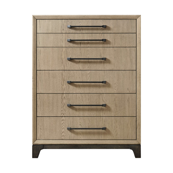 English Elm Wallace & Bay - Caramel 6-Drawer Chest in Cocoa Brown with Smooth Metal Glides, Space-Saving Contemporary Wood Storage B361P406171