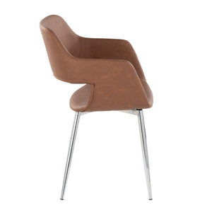 English Elm Margarite Contemporary Dining Chairs Set Of 2 In Brown Faux Leather With Chrome Legs For Modern Homes B202S01280