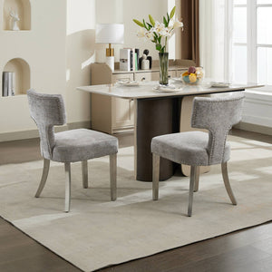 English Elm Mid Century Modern Dining Chairs with Copper Nail Trim, Plush High-Density Foam Seats, Brushed Steel Legs Gray W1143P314900