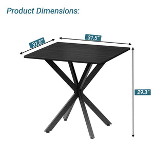 English Elm Rustic Square End Table Steel X Frame Base Wood Grain Top for Living Room or Office Black W1820P404206