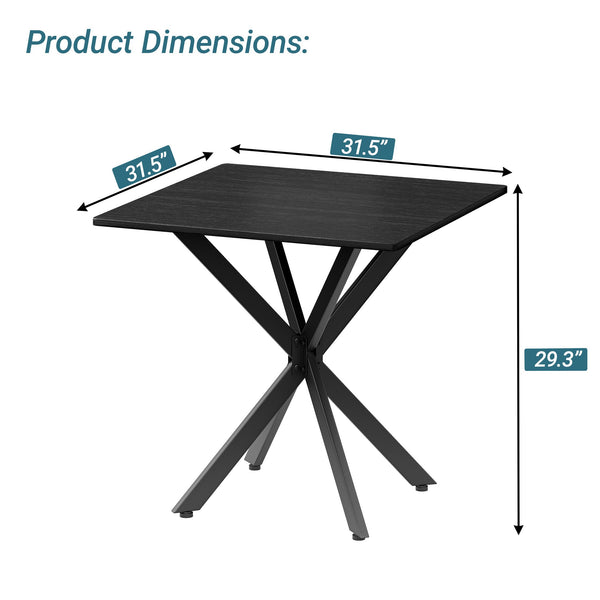 English Elm Rustic Square End Table Steel X Frame Base Wood Grain Top for Living Room or Office Black W1820P404206