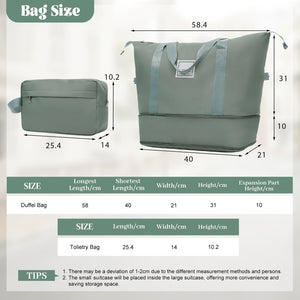 English Elm 6 Piece Hardshell Abs Travel Set with Spinner Wheels Combination Lock and Toiletry Bag Army Green N732P391465F