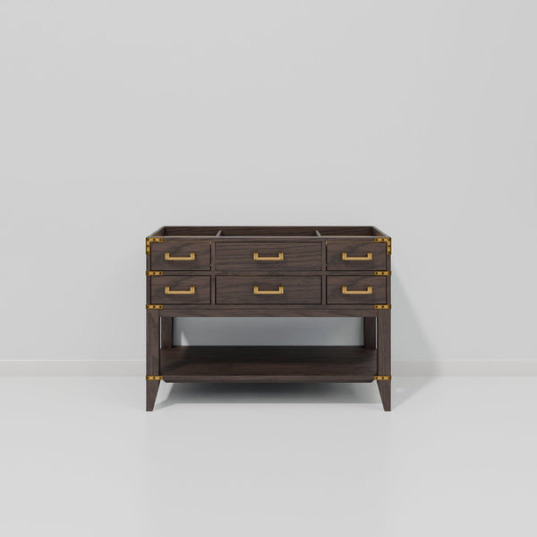 English Elm Brown Oak Single-Sink Vanity 48" Wide - Elegant Design, Ample Storage & Soft-Close Drawers For Your Bath B2731P260211