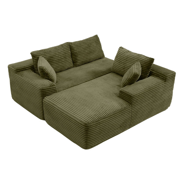 English Elm 105'' Modular Cloud Sectional Sofa Deep Seat Corduroy Upholstered L-shape Living Room W1117S00330