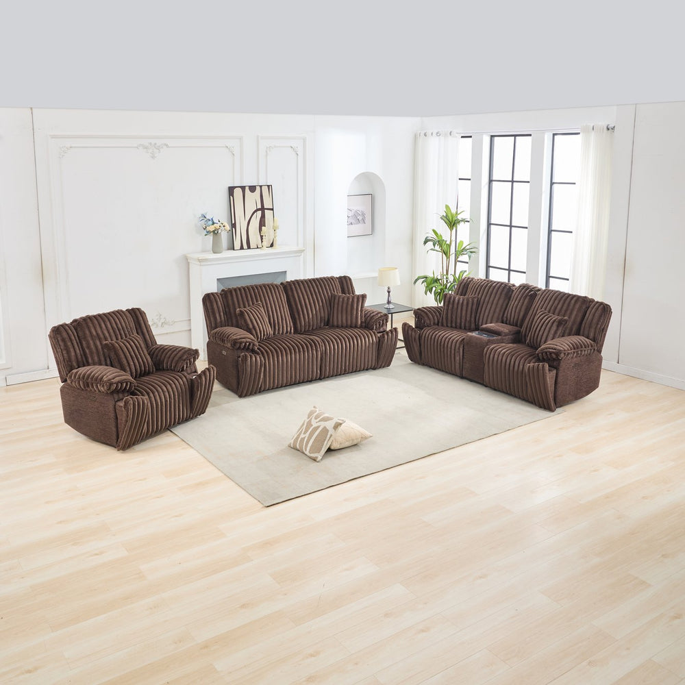 English Elm M079 Power Reclining Sofa Set With Loveseat & Single Recliner - Comfort, Style & Usb Charging! W1805S00106