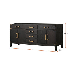 English Elm Black Oak Double Bath Vanity 72" W X 22" D – Elegant Design, Ample Storage, Fully Assembled Luxury B2731P260947