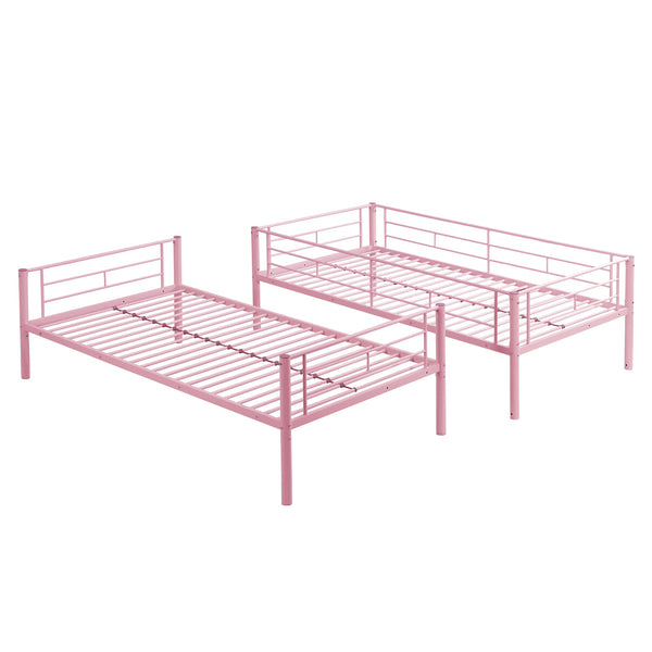 English Elm Metal Bunk Bed Twin Over with Built-in Staircase for Kids Shared Bedroom W311P201415