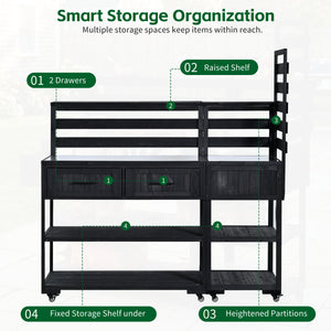 English Elm Topmax Modular Fir Wood Outdoor Kitchen Cart Stainless Steel Prep Station Black N717P417963B