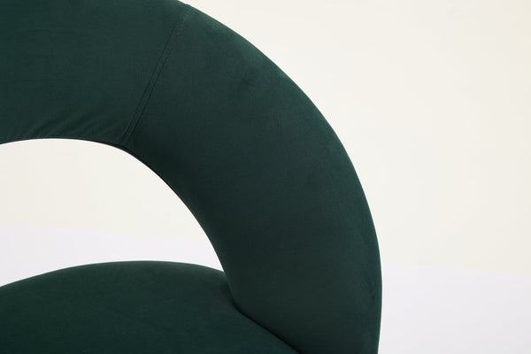 English Elm 061-Set Of 1 Elegant Green Velvet Dining Chair With Curved Backrest & Golden Metal Legs For Style W527P255476