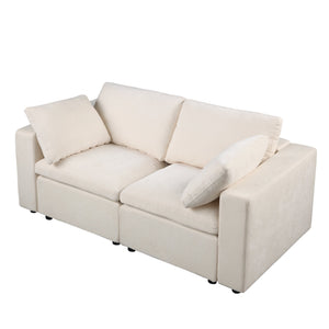English Elm Modular Sectional Sofa Set - Versatile Chenille Beige Design With 2 Corner Chairs & Ottoman Options W1123S00039