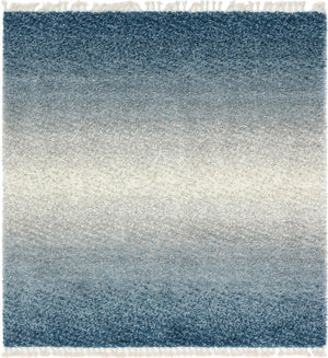 Unique Loom Hygge Shag Gradient Machine Made Gradient Rug Blue, Beige/Ivory 8' 0" x 8' 0"