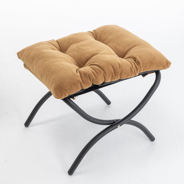 English Elm Accent Recliner Chair With Ottoman – Luxurious Camel Velvet Lounge Seat For Living Room & Office T3903P372939