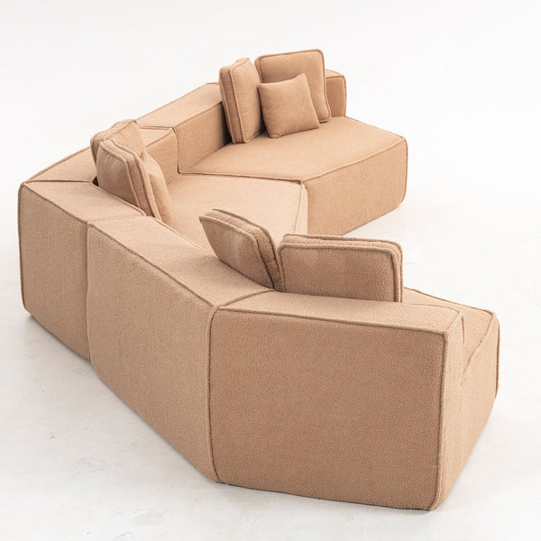 English Elm 181"extra Large Nine Seat Modular Sectional Sofa in Plush Sherpa for Spacious Lounges W3326S00040