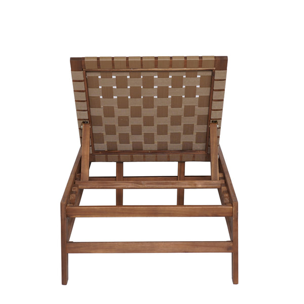English Elm Christopher Knight Home® - Outdoor Rope Chaise Lounge with Acacia Wood Frame and Adjustable 4-Position Recline for Patio Comfort Light Brown,Mocha 84.84 L x 29.13 W x 5.78 H N776P288556B
