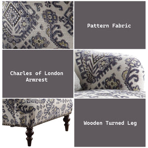 English Elm Saira Pattern Fabric Accent Chair with Pillow, Button Tufted Back, Nailhead Trim, Chocolate Legs B2726P402005