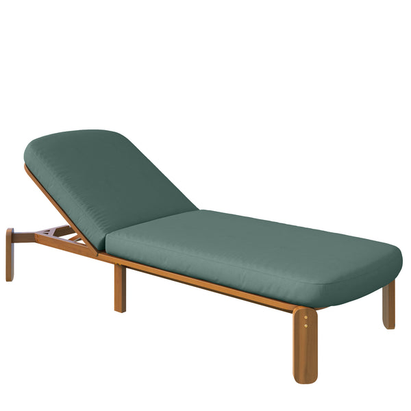 English Elm Outdoor Acacia Wood Chaise Lounge Reclining Patio Chair with Cushion for Poolside N719P445623F