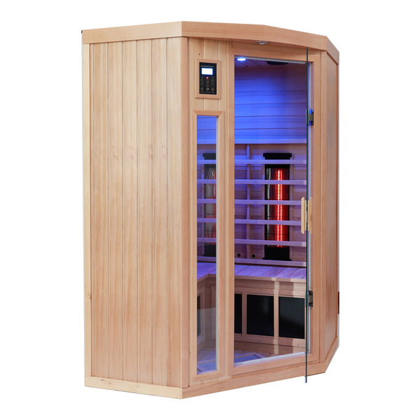 English Elm Indoor Three Person Hemlock Far Infrared Sauna with Audio Speakers and Steam Kit W5530P446200