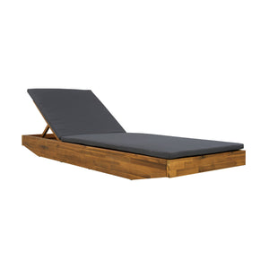 English Elm Boat-shape Acacia Wood Outdoor Chaise Lounge Slatted Teak Finish Poolside Recliner Dark Grey,Teak N770P380117T_N770P253018G