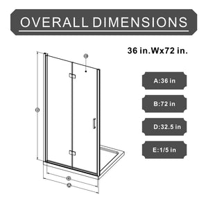 English Elm Goodyo Bifold Frameless Tempered Glass Shower Door Pivot Swing Panel Adjustable Width Chrome D163147915